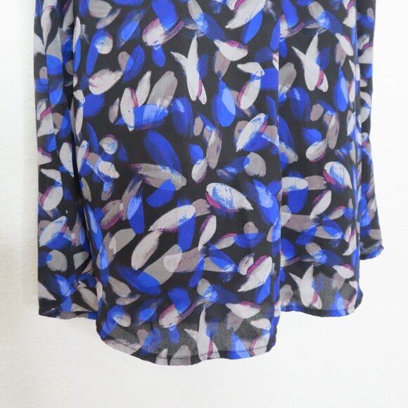 Noir Womens Medium Blue Watercolor Brush Stroke Sleevless Blouse Shirt Buttons - Picture 3 of 9